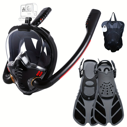 ProView Snorkeling Kit - 180° Panoramic Anti-Fog Anti-Leak Mask with Enhanced Airflow System- Ideal for Beginner and Expert Snorkelers