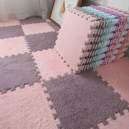 EVA Crawling Mat Stitching Suede Floor Mat Baby Play Mat Home Fashion Living Room Bedroom Puzzle Foam Carpet 30*30*1cm
