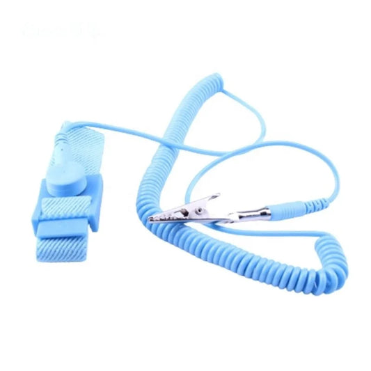 Blue Conductive Cleanroom Use Static Dissipative PU Wired Anti Static ESD Wrist Strap Band Manufacturer