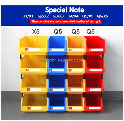 Warehouse Tool Hardware Storage Box Square Plastic PP Injection Stackable Hanging Shelf Storage Bin Part Bin