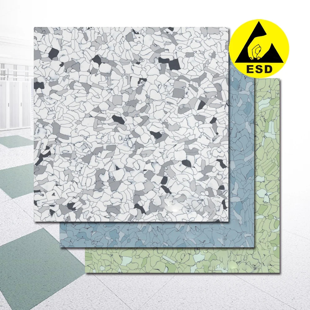 600*600mm*2mm Cleanroom Static Control Vinyl Floor Covering ESD Antistatic PVC Vinyl Flooring Tile