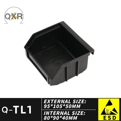 QXR Q-TM1 125*110*60mm Left Right Interlocking Type Black Antistatic Plastic ESD Picking Bin