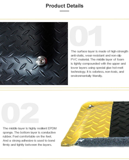 ESD Anti-Static Anti-Fatigue Safety Floor Mat Made of PVC and Rubber for Cleanroom Use