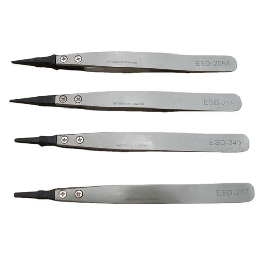 ESD Metal Tweezers with Changeable Head/tweezers Stainless Steel Professional/tweezers Tools