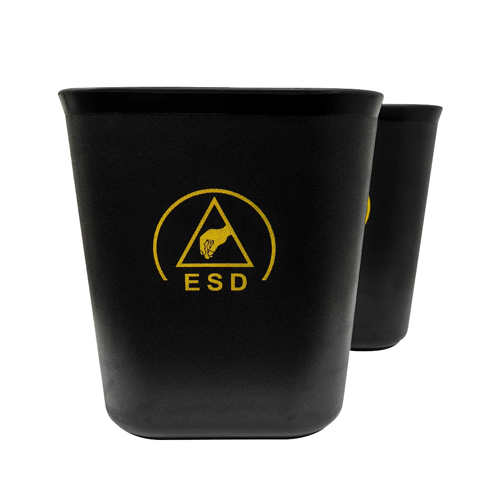 ALLESD Dust-Free Cleanroom Workshop Safety Trash Can Permanent Solution ESD Conductive Black Anti-Static Waste Bin