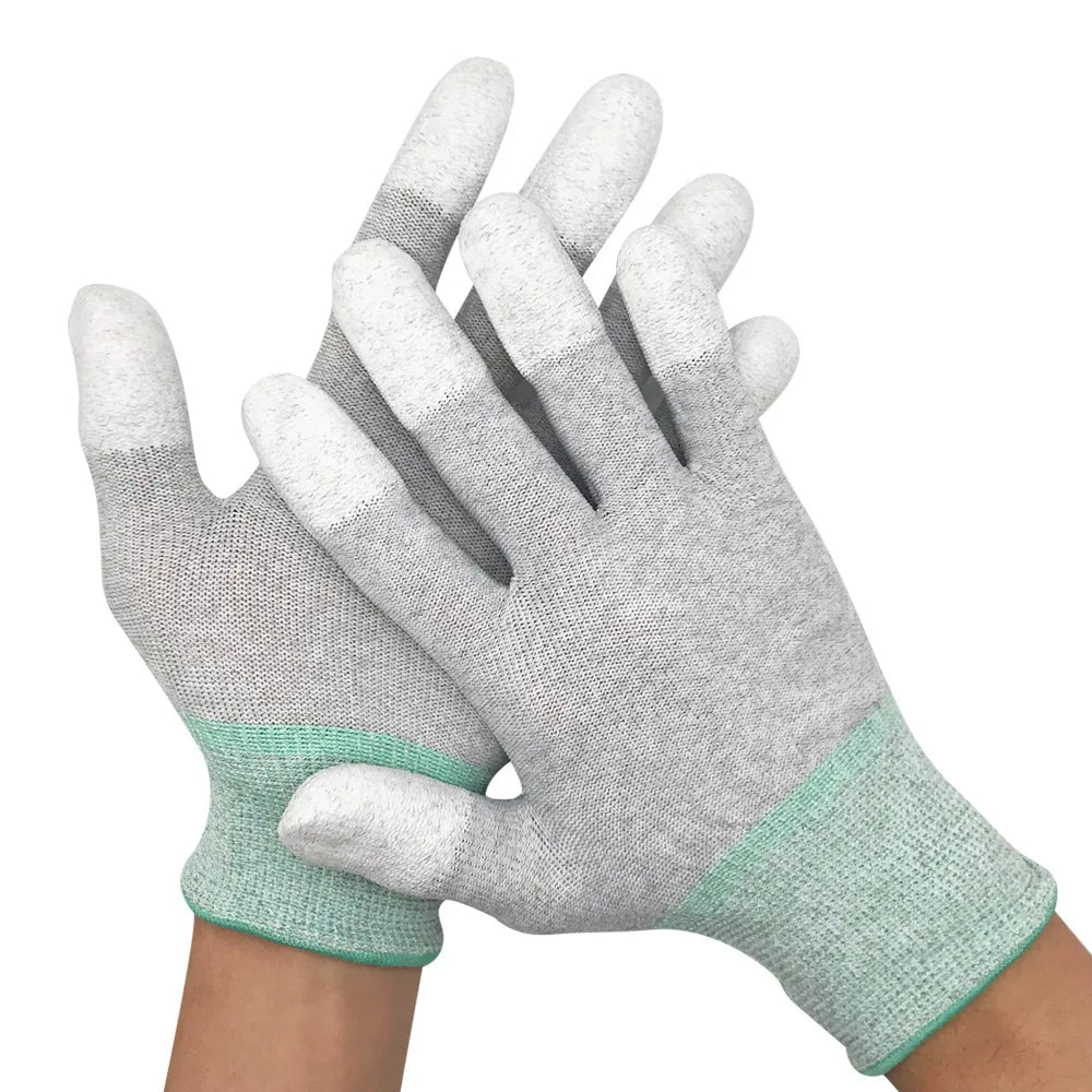 FR0306 Conductive Copper Fiber Glove PU Fingertip Coating Gloves