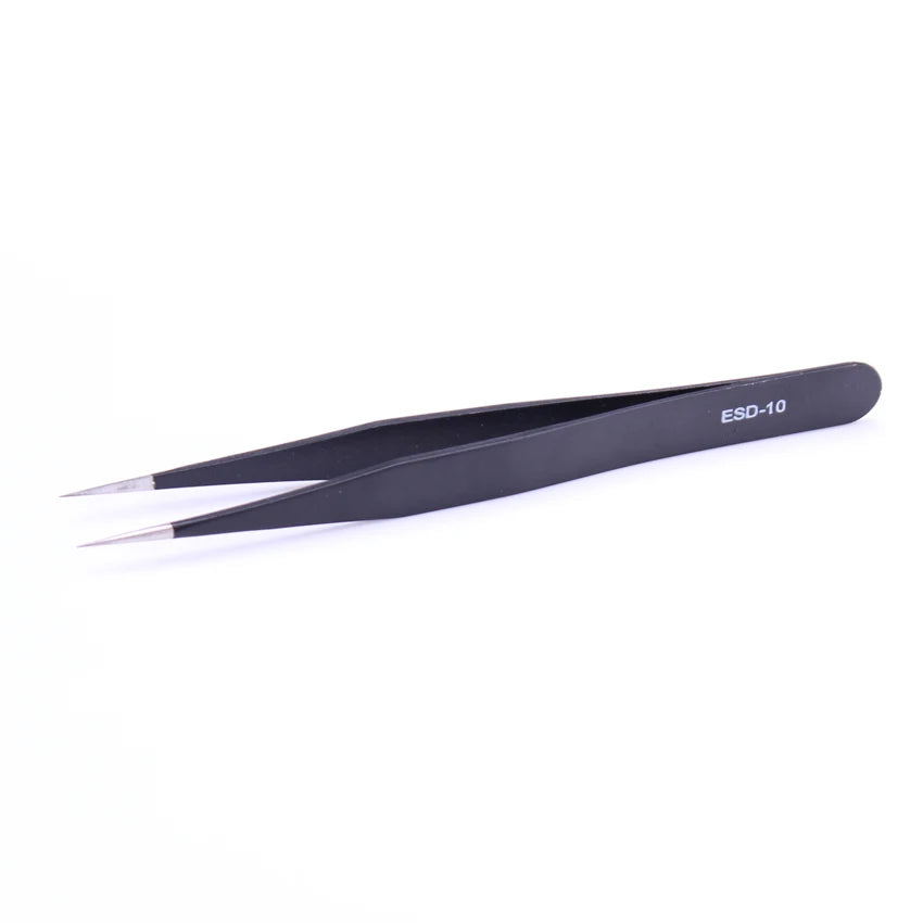 Industrial Grade Black ESD Stainless Steel Antistatic Tweezers for Electronics PCB and Mobile Phone Maintenance