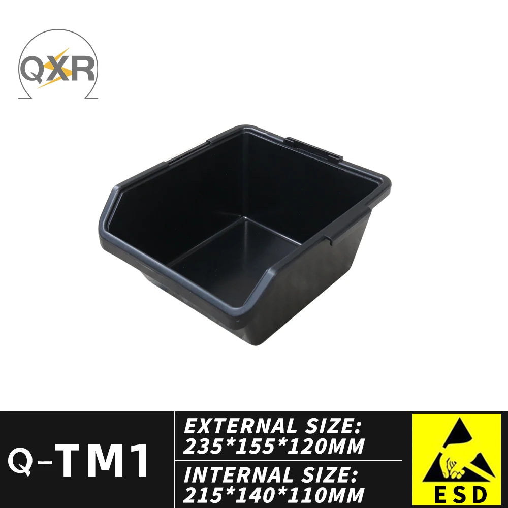 QXR Q-TM1 125*110*60mm Left Right Interlocking Type Black Antistatic Plastic ESD Picking Bin