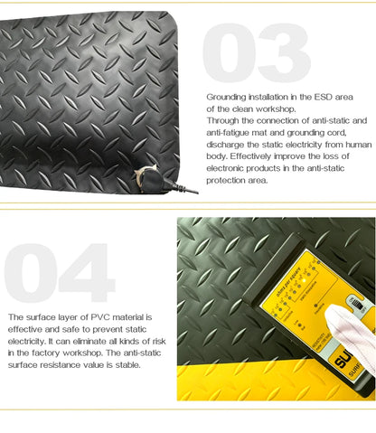 ESD Anti-Static Anti-Fatigue Safety Floor Mat Made of PVC and Rubber for Cleanroom Use
