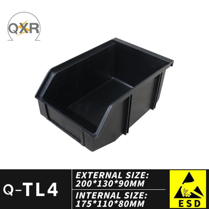 QXR Q-TM1 125*110*60mm Left Right Interlocking Type Black Antistatic Plastic ESD Picking Bin