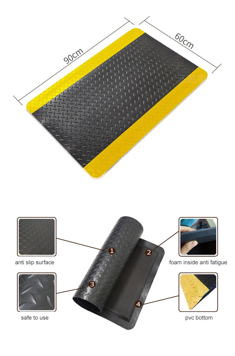 ESD Anti-Static Anti-Fatigue Safety Floor Mat Made of PVC and Rubber for Cleanroom Use