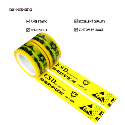 1- Printed Yellow Color BOPP Film Floor Area Protection Marking Warning Caution Low Static Anti-Static ESD Adhesive Tape