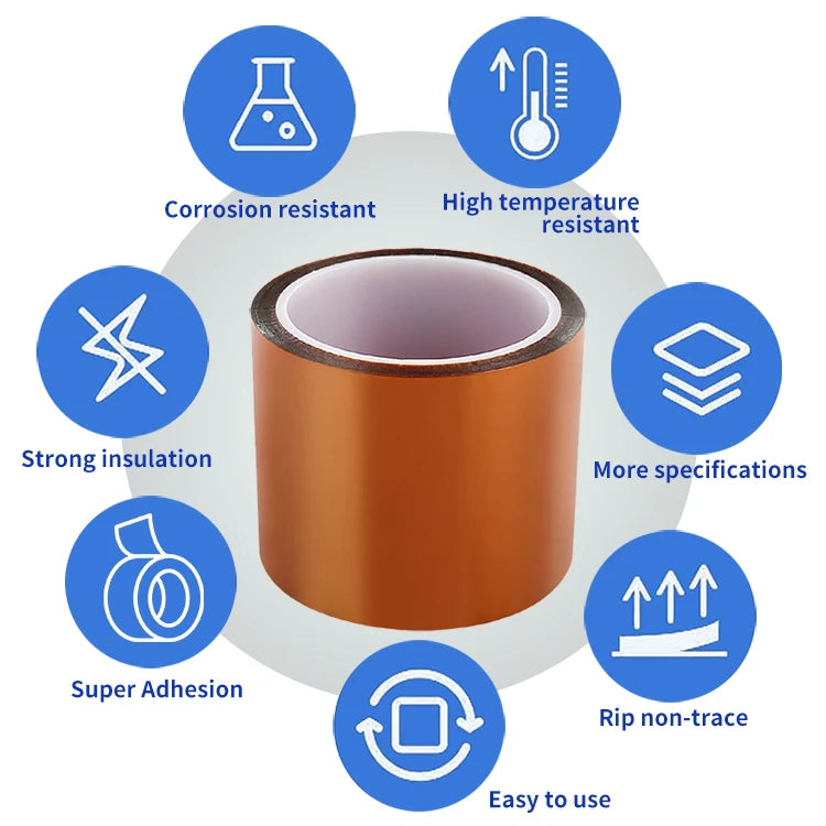 For PCB SMT & Semiconductor | Anti-static PI Tape | 200°C Heat Resistant Amber Tape | UL94V-0 Certified