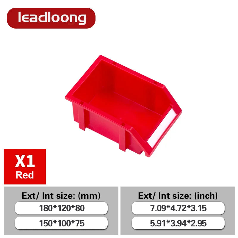 Warehouse Tool Hardware Storage Box Square Plastic PP Injection Stackable Hanging Shelf Storage Bin Part Bin