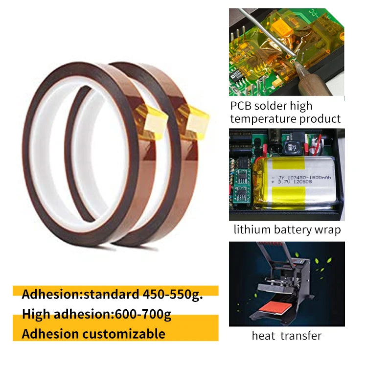 For PCB SMT & Semiconductor | Anti-static PI Tape | 200°C Heat Resistant Amber Tape | UL94V-0 Certified