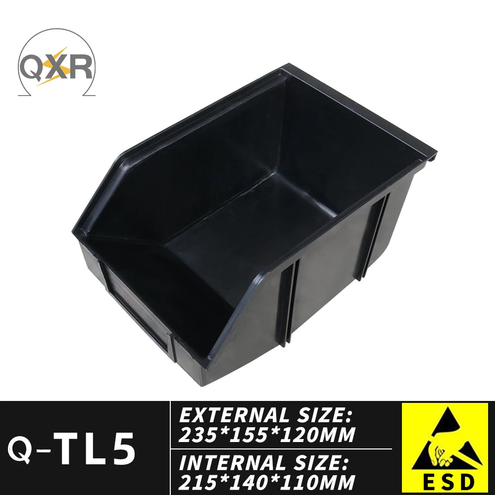 QXR Q-TM1 125*110*60mm Left Right Interlocking Type Black Antistatic Plastic ESD Picking Bin