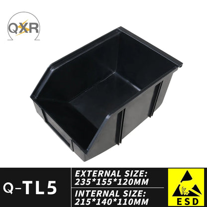 QXR Q-TM1 125*110*60mm Left Right Interlocking Type Black Antistatic Plastic ESD Picking Bin