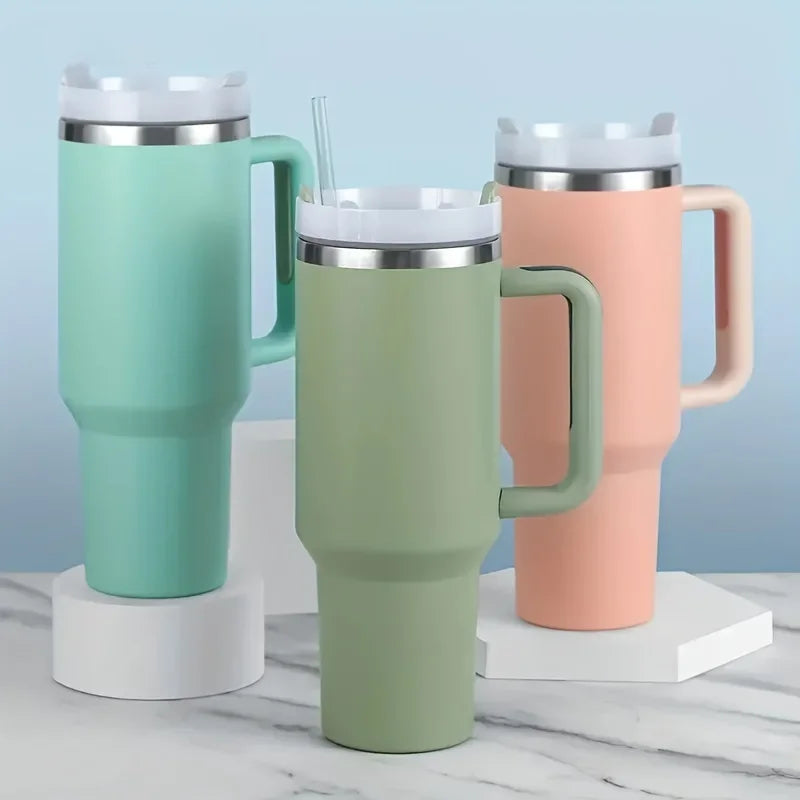 Handle Lid Straw 40oz Stainless Steel Water Bottle