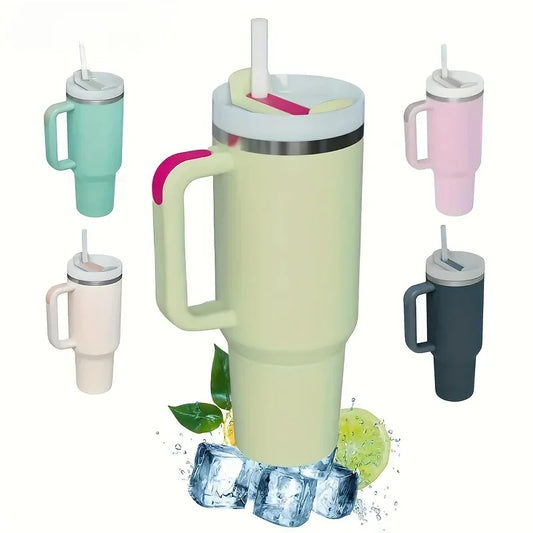 Handle Lid Straw 40oz Stainless Steel Water Bottle